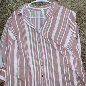 Pink and white button up